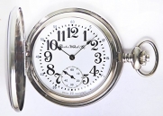 Dueber Swiss Mechanical Pocket Watch, High Polish Chrome Hunting Case, Assembled in USA!