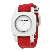 Converse Women's VR021650 1908 Regular Square White Analog Dial and Red Canvas Pull Through Strap Watch