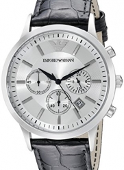 Emporio Armani Men's AR2432 Chronograph Stainless Steel and Black Leather Watch