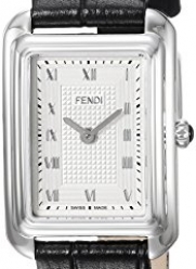 Fendi Women's 'Classico Rect' Swiss Quartz Stainless Steel and Leather Dress Watch, Color:Black (Model: F700026011)
