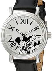 Disney Women's W001860 Mickey & Minnie Analog Display Analog Quartz Black Watch