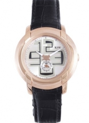 RSW Men's 9130.PP.L1.52.00 Volante Rose Gold PVD Stainless Steel Green and Silver Dial Luminous Black Leather Watch