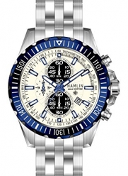 Hamlin Collection quartz movement, stainless steel chronograph, blue bezel with date men's watch. Model number HAQM0522:001