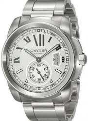 Cartier Men's W7100015 Calibre de Cartier Silver-Tone Stainless Steel Opaline Dial Watch