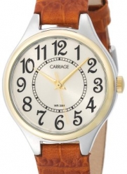 Carriage Women's C3C401 Two-Tone Round Case Champaign Dial Brown Croco Leather Strap Watch