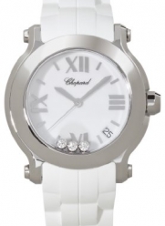 Chopard Women's 278475-3016 Happy Sport Round Diamond White Dial Watch