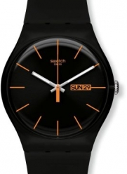 Swatch SUOB704 dark rebel black silicone strap black dial unisex watch NEW