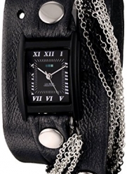 La Mer Collections Women's LMMULTICW1019-GNM Watch with Black Leather Wrap-Around Band