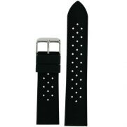 Watch Band Silicone Rubber Black Breathable Strap Waterproof Stainless Buckle 22 millimeters