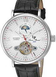 Lucien Piccard Men's 'Babylon' Automatic Stainless Steel and Black Leather Casual Watch (Model: LP-15040-02S)
