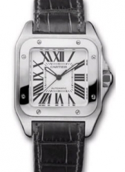 Cartier Midsize W20106X8 Santos 100 Automatic Leather Watch