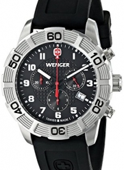 Wenger Men's 01.0853.101 Roadster Chrono Stainless Steel Watch With Black Silicone Band