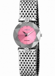 Jowissa Women's J5.230.M Facet Strass Stainless Steel Mesh Bracelet Pink Dial Watch
