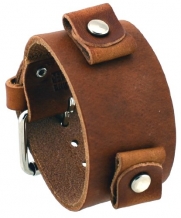 Nemesis #BG-B Unisex Shorter Length Wide Brown Leather Cuff Watch Band