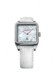 Louis Erard Women's 20700SE04.BAV10 Emotion Square Automatic Mother of Pearl Alligater Leather Diamond Watch