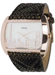 Moog Paris - Skyline, ladies watch with White dial, black and Rosegold strap - made in France - M41882-002
