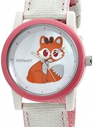 Sprout Women's ST/5525MPPK Swarovski Crystal Accented Fox Design Beige Cotton Strap Watch