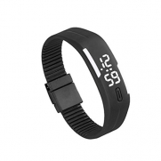 Mens Womens Rubber LED Watch Date Sports Bracelet Digital Wrist Watch Black&White