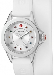MICHELE Women's 'Cape Mini' Quartz Stainless Steel and Silicone Dress Watch, Color:White (Model: MWW27B000003)