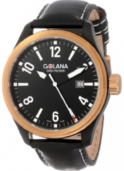 Golana Swiss Men's  AE200-1 Aero Pro 200 Analog Quartz Chronograph Black Leather Watch