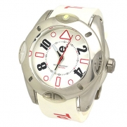 Tendence First 3H Watch White Dial White Rubber Strap 52mm 02013032