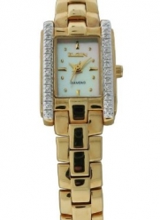 Elgin EG135 Women's Mother of Pearl Dial White Diamond Gold Tone Bracelet Watch