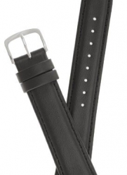 Mens Padded Genuine Leather Watchband - Color Black - 19mm Width - Extra Long Watch Band - by JP Leatherworks
