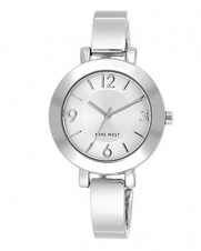 Nine West Women's NW/1631SVSB Silver-Tone Sunray Dial and Bangle Watch