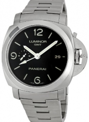 Panerai Men's PAM00329 Steel Luminor 1950 GMT Black Dial Watch