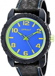 Sprout Men's ST/7011BLBK Blue Corn Resin Dial Black Cork Strap Watch