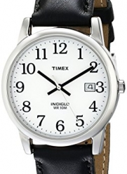 Timex Men's T2H281 Easy Reader Silver-Tone Watch with Black Leather Band