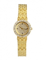 ShoppeWatch Ladies Watch Gold Tone Bracelet Small Face CZ Rhinestone Crystal Dial Reloj Dama SW9612GDGD
