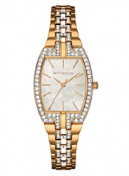Wittnauer WN4017 Crystal Pave Setting Yellow Gold Tone Stainless Steel Mother Of Pearl Dial Ladies Watch