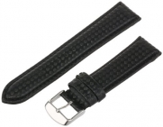 Hadley-Roma Men's MSM840RA-200 20-mm Black Carbon Fiber with Leather Backing Watch Strap