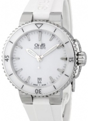 Oris Aquis Date White Dial Automatic White Rubber Ladies Watch OR733-7652-415RS