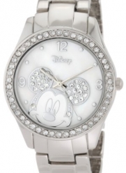 Disney Women's MK2128 Mickey Mouse Rhinestone Accent Silver-Tone Bracelet Watch