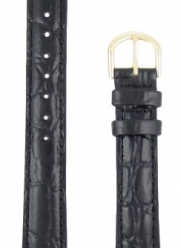 16-mm Black Classic Croco Grain Genuine Leather WatchStrap