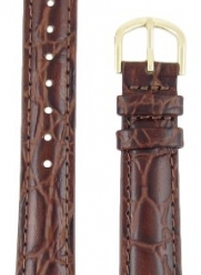 16-mm Brown Classic Croco Grain Genuine Leather WatchStrap