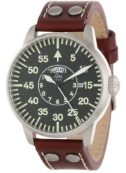 Laco/1925 Men's 861806 Pilot Classic Round Stainless Steel Watch with Brown Leather Strap