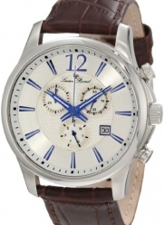 Lucien Piccard Men's 11567-02S Adamello Chronograph Silver Textured Dial Brown Leather Watch