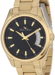 Lucien Piccard Men's 98660-YG-77 Excalibur Black Textured Dial Gold Ion-Plated Stainless Steel Watch
