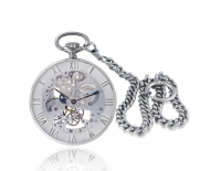 Catorex Men's 183.2.1679.000 Armand Cattin Automatic Sterling Silver Roman Numerals Exhibition Pocket Watch
