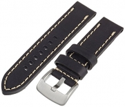 Tech Swiss LEA1550-22 22mm Leather Calfskin Black Watch Band.