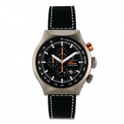 Avio Milano Men's Quartz Watch with Black Dial Chronograph Display and Black Leather Strap 45 MM GREEN