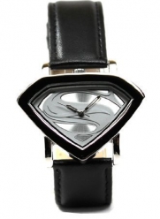 Man of Steel Superman Shield Watch - Silver - Leather Strap (MOS 5005)