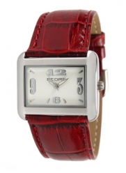 Pedre Women's Silver-Tone Watch with Red Croc-Embossed Leather Strap # 6315SX-Red Croc