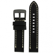 Tech Swiss LEA1557-24  24mm leather calfskin Black watch band