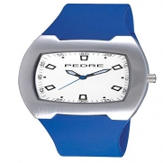 Pedre Fun Sport Watch - Blue Polyurethane Strap - Brushed Silver-Tone Finish - White Dial - 0534SLX