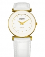 Jowissa Women's J3.019.M Elegance 30 mm Gold PVD White Leather Watch