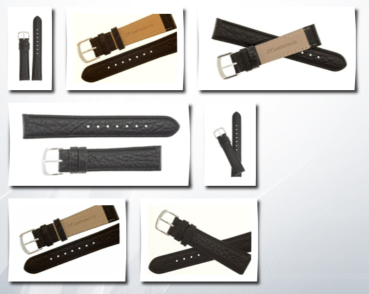 JP Leatherworks men's genuine italian leather watchband black 22mm watch band by
